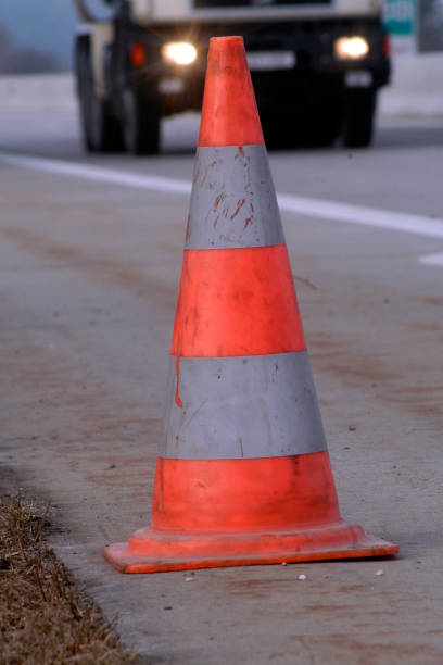 istock pylon as floor marking or road marking 1296510197