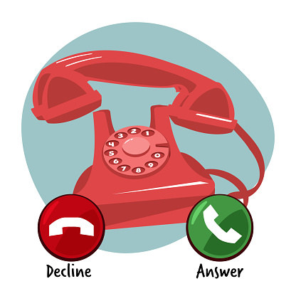 telephone with decline and answer button - vector illustration