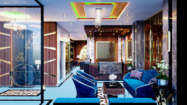 istock 3d render of luxury hotel reception and lobby 1296510681