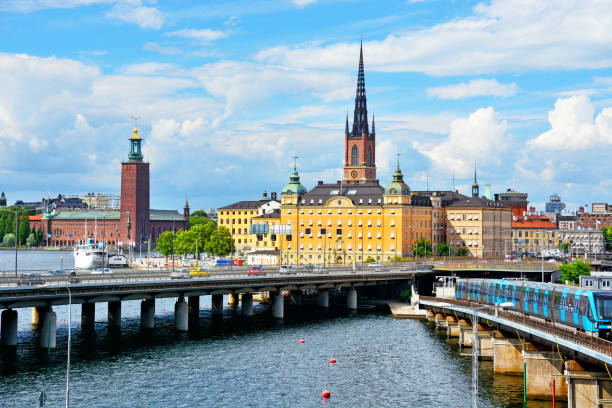 Stockholm old town, Sweden Cityscape of Stockholm old town at sunny day, Sweden kungsholmen town hall photos stock pictures, royalty-free photos & images