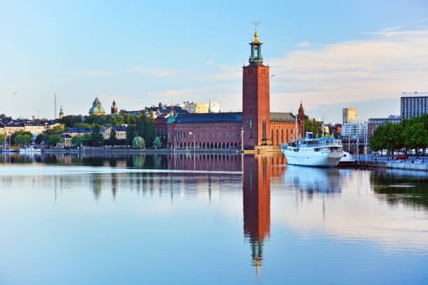 Stockholm City Hall, Sweden Stockholm City Hall building was inaugurated on 23 June 1923. The Nobel Banquet has taken place at the City Hall since 1930 kungsholmen town hall photos stock pictures, royalty-free photos & images