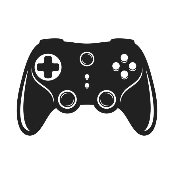 Gamepad bold black silhouette icon isolated on white. Joypad with buttons, game controller pictogram. Gamepad bold black silhouette icon isolated on white. Joypad with buttons pictogram. Game controller, pad, wireless device for playing on computer vector element for infographic, web. game controller stock illustrations