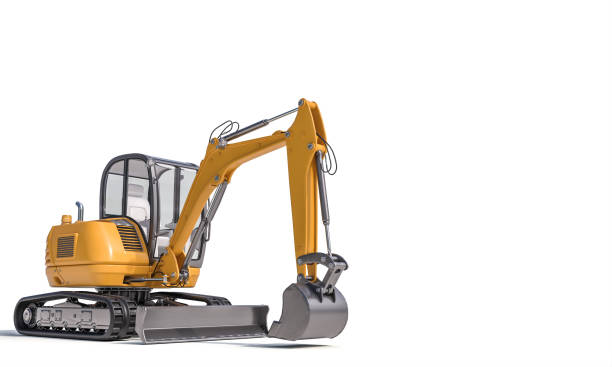 istock small excavator on the white background. 1296521683