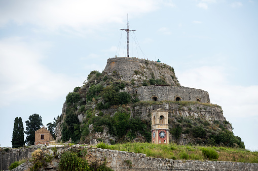 Corfu, Greece: The Old Venetian Fortress of Corfu city with the Saint George Church.