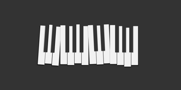 illustrazioni stock, clip art, cartoni animati e icone di tendenza di tasti del pianoforte sull'illustrazione vettoriale piatta nera - tasto di pianoforte