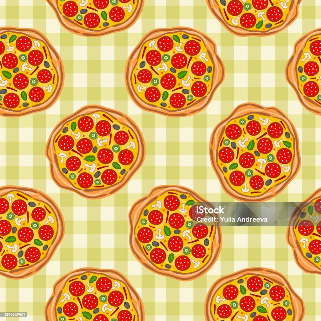 Pizza Checkers Pattern Seamless Pizza Pattern Light Green Kitchen Checkered Background Stock ...