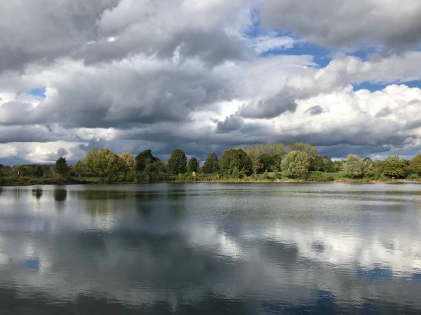 istock Clouds over the lake in Black Well natural preserves 1296529847
