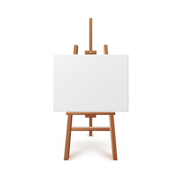 istock Blank white artboard on wooden easel realistic vector illustration isolated. 1296530324
