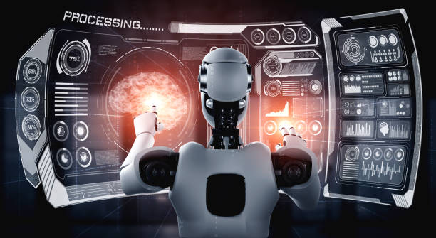 istock AI humanoid robot touching virtual hologram screen showing concept of big data 1296531617