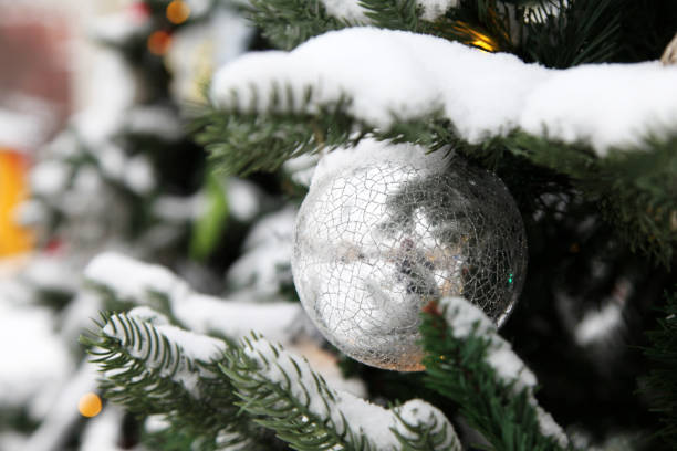 istock Christmas tree with transparent Christmas Baubles 1296534039