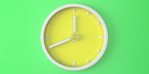 istock Round wall clock in minimalist style. Color background and dial. 3d render 1296534863