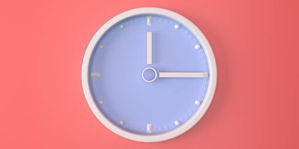 istock Round wall clock in minimalist style. Color background and dial. 3d render 1296534875