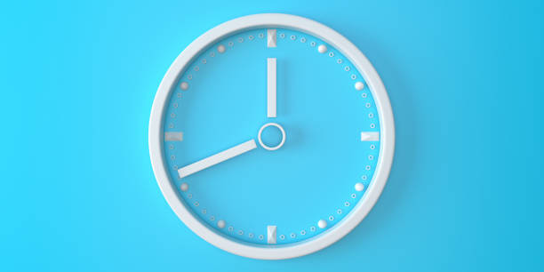 istock Round wall clock in minimalist style. Color background and dial. 3d render 1296534926