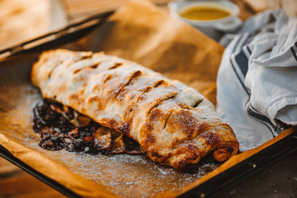 Homemade Apfelstrudel with Vanilla Sauce