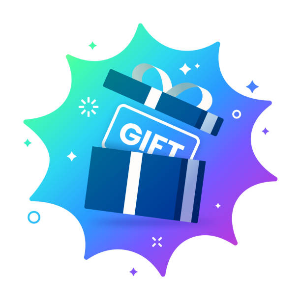 ilustraciones, imágenes clip art, dibujos animados e iconos de stock de regalo sorpresa - gift card