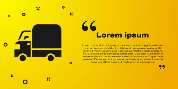 istock Black Delivery cargo truck vehicle icon isolated on yellow background. Vector 1296562287