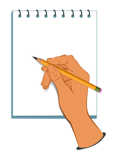 메모에 손 쓰기 - writing note pad human hand pencil stock illustrations