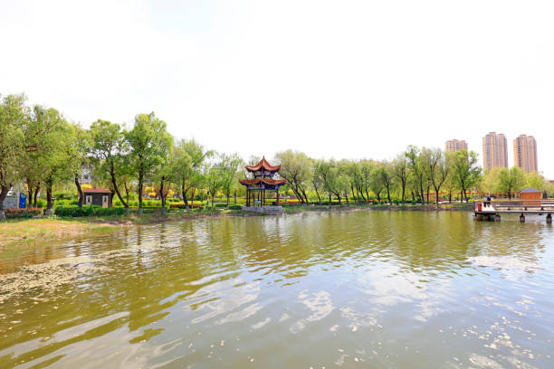 istock Chinese traditional Pavilion in parks, Luannan, Hebei, China 1296583349