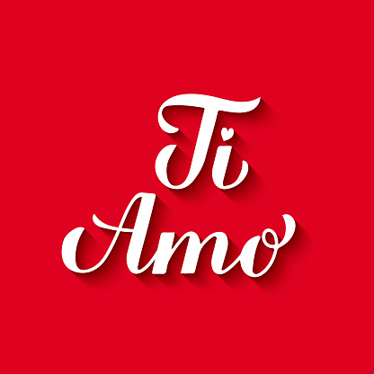 Ti Amo Calligraphy Hand Lettering On Red Background I Love You In