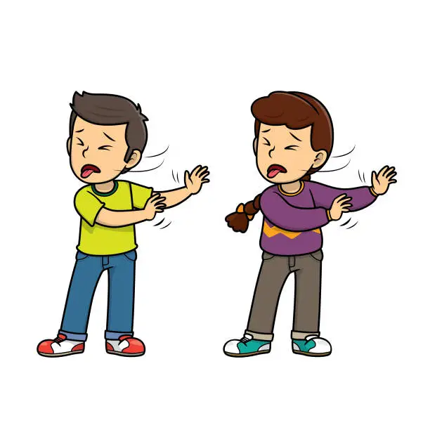 Vector illustration of A couple of children feeling disgusted. For human face expression or emotion concepts.Used to compose teaching materials in a set that expresses emotions.