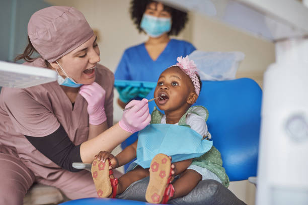 The journey to healthy teeth begins here Shot of an adorable little girl having dental work done on her teeth dental hygienist stock pictures, royalty-free photos & images