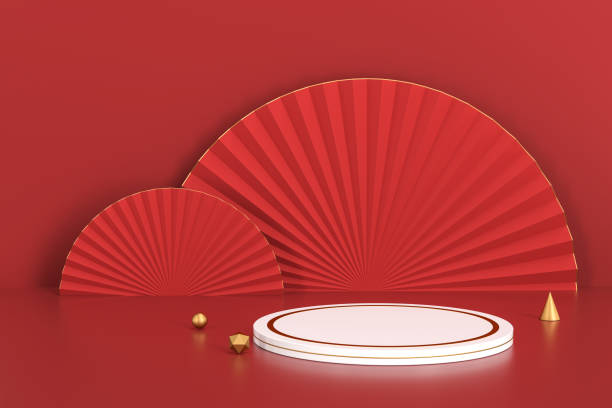 istock 3d rendering product background with chinese fans 1296620535