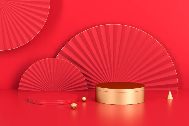 istock 3d rendering product background with chinese fans 1296621043