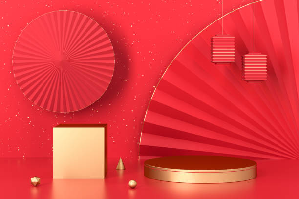istock 3d rendering product background with chinese fans 1296621050
