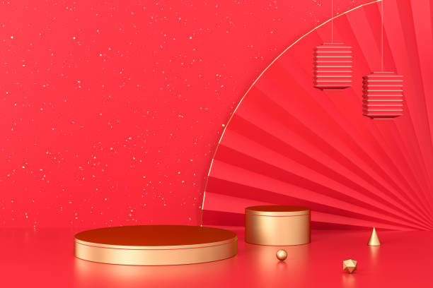 istock 3d rendering product background with chinese fans 1296621060