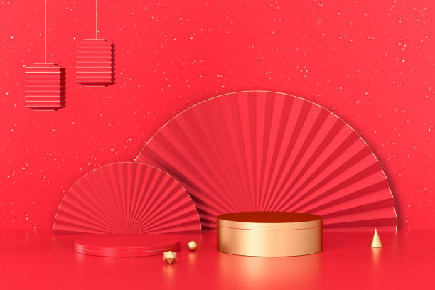 istock 3d rendering product background with chinese fans 1296621064