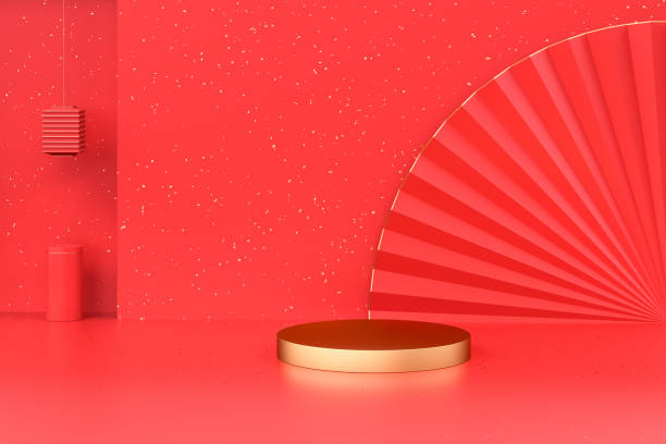 istock 3d rendering product background with chinese fans 1296621078