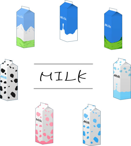ilustrações de stock, clip art, desenhos animados e ícones de milk cartons - milk mustache