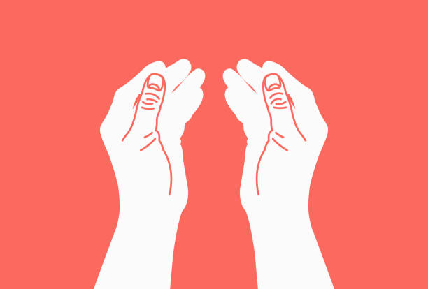 ilustrações, clipart, desenhos animados e ícones de ilustração que envolve com ambas as mãos [fundo rosa] - cleaning vibrant color human hand people