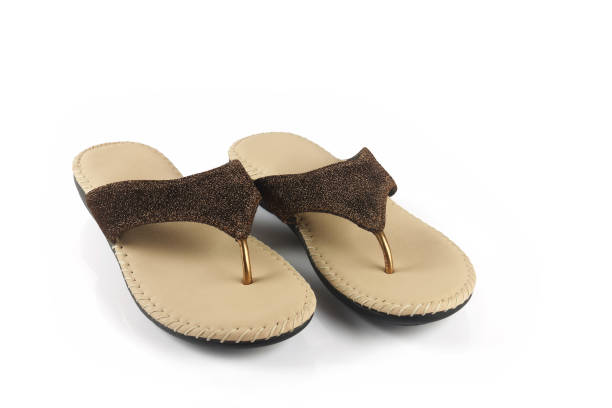 istock Indian made girl's lather sandals on white background 1296633201