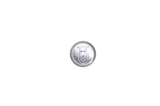 istock Aluminum can on a white background, with water drops, top view 1296634031