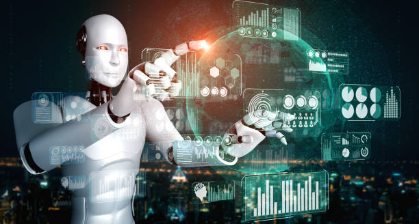 istock AI humanoid robot touching virtual hologram screen showing concept of big data 1296635569