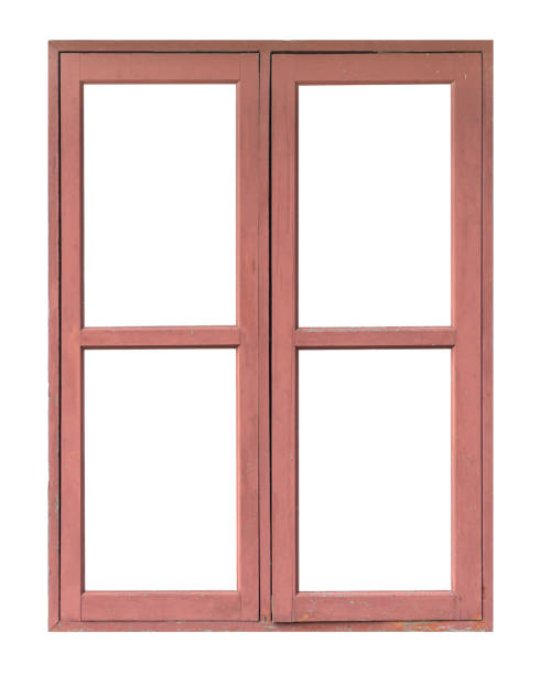 istock Old red wooden wood window 1296640667
