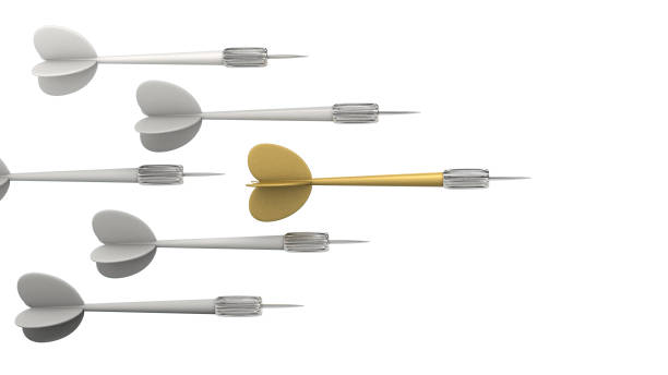 istock Golden and grey dart in motion. 3d illustration. 1296641481