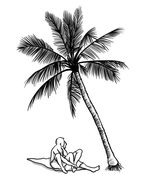 Vector illustration of Beach Couple On Holidays