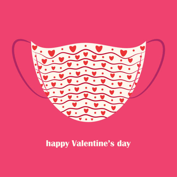istock medical face mask with  Saint Valentine Day pattern print 2021. 1296644631