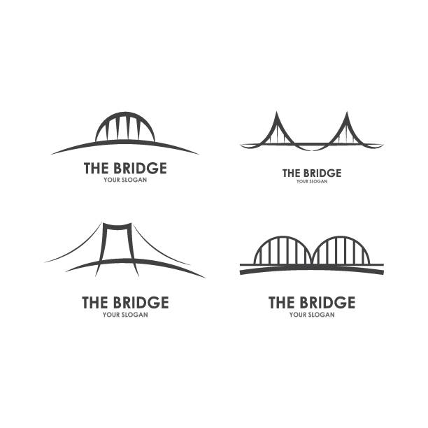 most - bridge connection contemporary suspension bridge stock illustrations