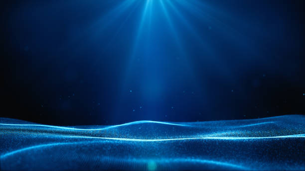 istock Digital cyberspace futuristic, Blue color particles wave flowing with bokeh and light, Lines and dots connection abstract background. 1296650671