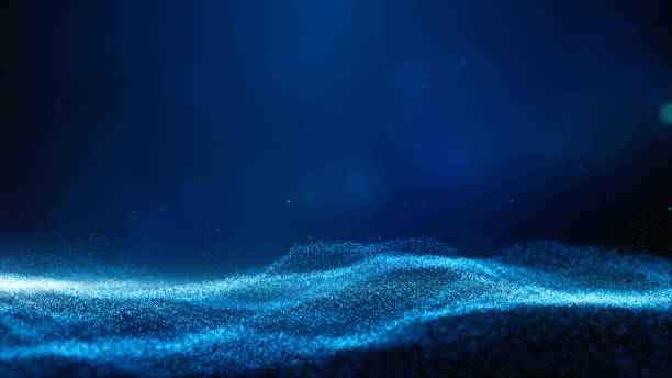 istock Digital cyberspace futuristic, Blue color particles wave flowing with bokeh and light, Lines and dots connection abstract background. 1296650673