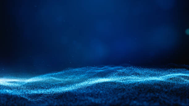 istock Digital cyberspace futuristic, Blue color particles wave flowing with bokeh and light, Lines and dots connection abstract background. 1296650674