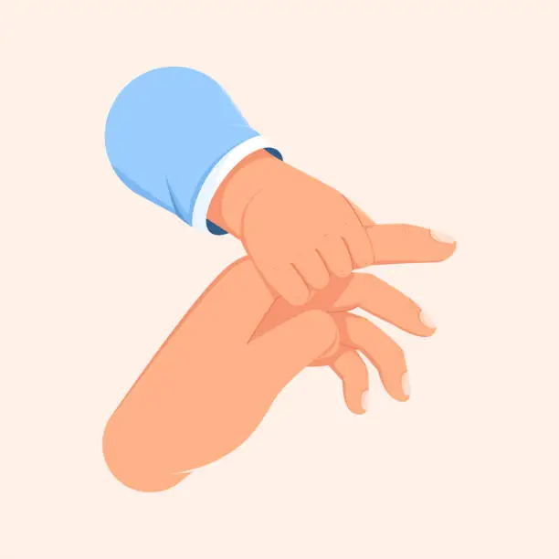 Vector illustration of baby's hand and parent's hand