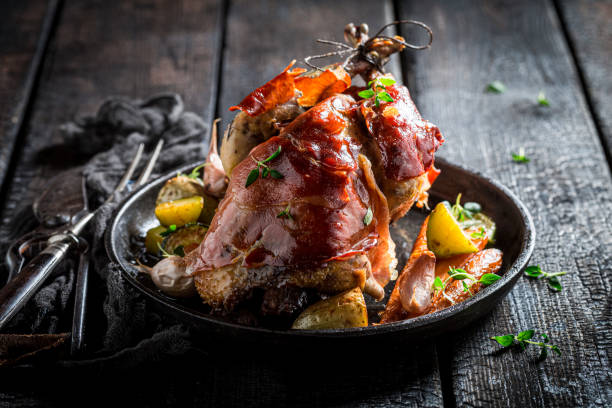 istock Tasty grilled pheasant with bacon, spices and vegetables 1296660223