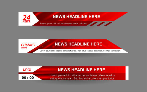 Set collection vector of Broadcast News Lower Thirds Template layout design banner Can use  for bar Headline news title, sport game in Television, Video and Media broadcasting stock illustrations