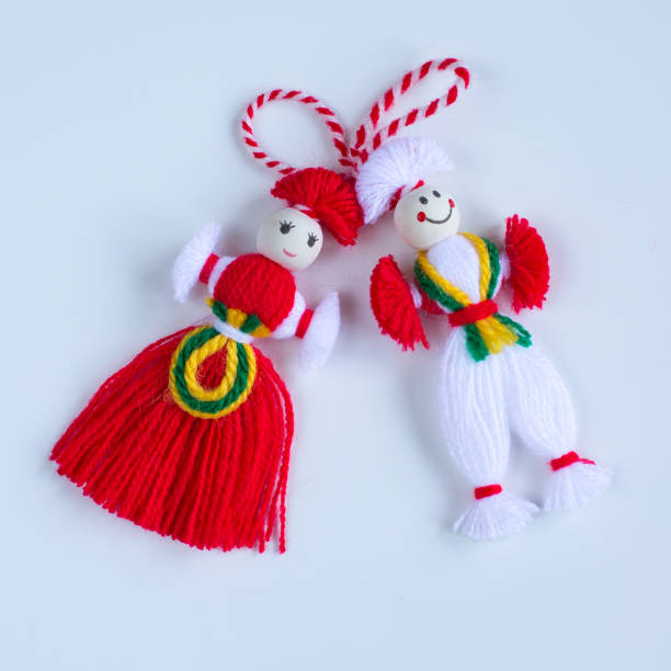 istock Bulgarian Martenitsa spring sign on white background 1296661702