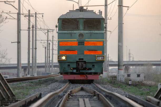 istock soviet powerful diesel locomotive on the railroad 1296662675