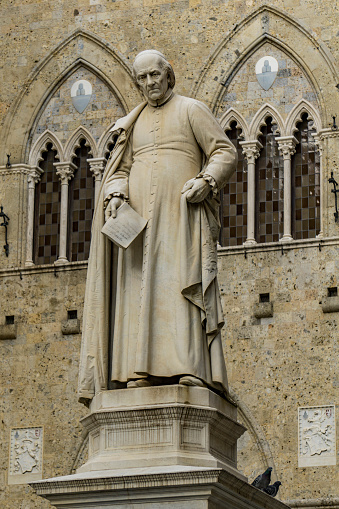 View at monument to Salusto Bandini in Siena, Italy